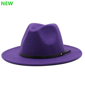 Simple Women Men Wool Vintage Gangster Trilby Felt Fedora Hat With Wide Brim Gentleman Elegant Lady Winter Autumn Jazz Caps