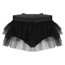 Load image into Gallery viewer, Sissy Tulle Mini Skirts for Sexy Mens Satin Frilly Underpants Layered Ruffle Briefs Panties Lingerie Gay Male Underwear Shorts