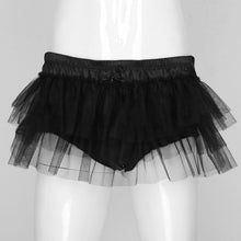 Load image into Gallery viewer, Sissy Tulle Mini Skirts for Sexy Mens Satin Frilly Underpants Layered Ruffle Briefs Panties Lingerie Gay Male Underwear Shorts