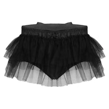 Load image into Gallery viewer, Sissy Tulle Mini Skirts for Sexy Mens Satin Frilly Underpants Layered Ruffle Briefs Panties Lingerie Gay Male Underwear Shorts