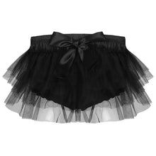 Load image into Gallery viewer, Sissy Tulle Mini Skirts for Sexy Mens Satin Frilly Underpants Layered Ruffle Briefs Panties Lingerie Gay Male Underwear Shorts