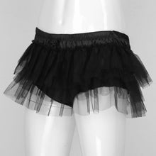 Load image into Gallery viewer, Sissy Tulle Mini Skirts for Sexy Mens Satin Frilly Underpants Layered Ruffle Briefs Panties Lingerie Gay Male Underwear Shorts