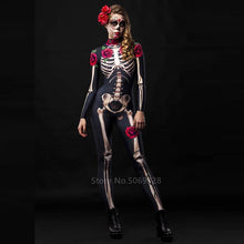 Load image into Gallery viewer, Skeleton Rose Sexy Women Halloween Devil Ghost Jumpsuit Party Carnival Performance Scary Costume Kids Baby Girl Day Of The Dead