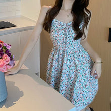 Load image into Gallery viewer, Sleeveless Summer Sling Dress Floral Spaghetti Strap Ruffle Mini Beach Dresses Lady Vintage Femme Robe 2021 New Fashion Vestidos