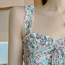 Load image into Gallery viewer, Sleeveless Summer Sling Dress Floral Spaghetti Strap Ruffle Mini Beach Dresses Lady Vintage Femme Robe 2021 New Fashion Vestidos