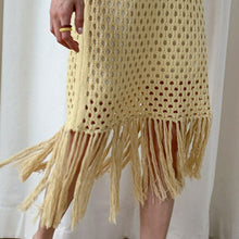 Load image into Gallery viewer, Sleeveless Vest Camisole Dress Women Summer Hollow Out Crochet Design Fashion Casual Knitted Robes Tassel Straight Vestidos 2021