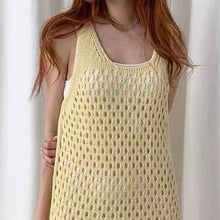 Load image into Gallery viewer, Sleeveless Vest Camisole Dress Women Summer Hollow Out Crochet Design Fashion Casual Knitted Robes Tassel Straight Vestidos 2021