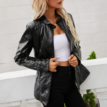 Load image into Gallery viewer, Slim Motorcycle Jacket Long Sleeve Casual Coat Warm Short Bike Coat Zipper Faux Leather Jacket Female Loose Women Fashion 2021