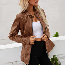 Load image into Gallery viewer, Slim Motorcycle Jacket Long Sleeve Casual Coat Warm Short Bike Coat Zipper Faux Leather Jacket Female Loose Women Fashion 2021