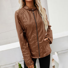Load image into Gallery viewer, Slim Motorcycle Jacket Long Sleeve Casual Coat Warm Short Bike Coat Zipper Faux Leather Jacket Female Loose Women Fashion 2021