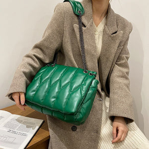 Small Chain Brand Designer Soft Quilted PU Leather Crossbody Bags For Women 2022 Simple Totes Shoulder Side Bag Luxury Handbags