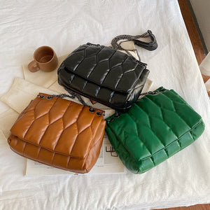 Small Chain Brand Designer Soft Quilted PU Leather Crossbody Bags For Women 2022 Simple Totes Shoulder Side Bag Luxury Handbags