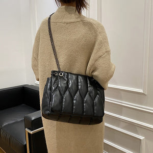 Small Chain Brand Designer Soft Quilted PU Leather Crossbody Bags For Women 2022 Simple Totes Shoulder Side Bag Luxury Handbags