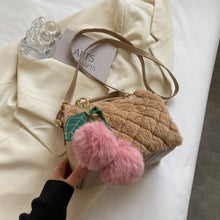 Load image into Gallery viewer, Small Faux Fur Tote with Short Rope Handle Luxury Women Handbags Designer Fluffy Soft Plush Spring 2022 Bucket Crossbody Bags