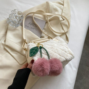 Small Faux Fur Tote with Short Rope Handle Luxury Women Handbags Designer Fluffy Soft Plush Spring 2022 Bucket Crossbody Bags