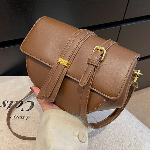 Small Good Quality Pu Leather Saddle Crossbody Bags for Women 2022 Fashion Luxury Brand Shoulder Bag Female Handbags Clutch Bags