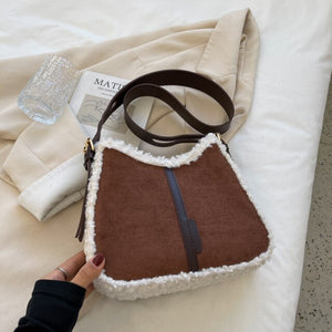 Small Quilted PU Leather Crossbody Bags with Short Faux Fur for Women 2021 Winter Brand Designer Ladies Shoulder Handbag Purses