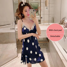 Load image into Gallery viewer, Small Suspender Nightdress Women&#39;S Summer Thin Ice Ribbon Chest Pad Silk Sexy Hot Red Korean Version Vest Pajamas Dress