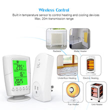Load image into Gallery viewer, Smart Wireless Remote Control Thermostat+ Plug in Socket Heating Cooling Program Temperature Controller with LCD Backlight