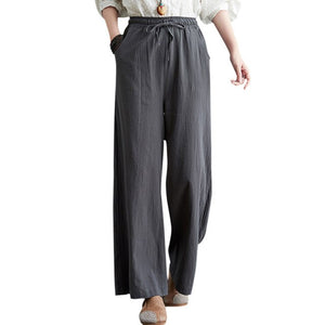 Soft Comfort Women Wide Leg Pants 2021 New High Waist Casual Summer Slacks Pants Ankle-Length Elegant Long Trousers Femme Slacks