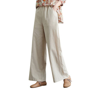 Soft Comfort Women Wide Leg Pants 2021 New High Waist Casual Summer Slacks Pants Ankle-Length Elegant Long Trousers Femme Slacks