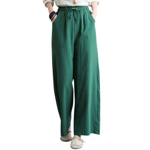 Soft Comfort Women Wide Leg Pants 2021 New High Waist Casual Summer Slacks Pants Ankle-Length Elegant Long Trousers Femme Slacks