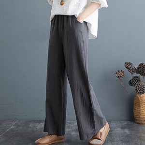 Soft Comfort Women Wide Leg Pants 2021 New High Waist Casual Summer Slacks Pants Ankle-Length Elegant Long Trousers Femme Slacks