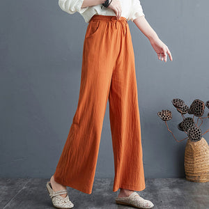 Soft Comfort Women Wide Leg Pants 2021 New High Waist Casual Summer Slacks Pants Ankle-Length Elegant Long Trousers Femme Slacks