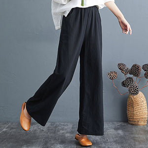 Soft Comfort Women Wide Leg Pants 2021 New High Waist Casual Summer Slacks Pants Ankle-Length Elegant Long Trousers Femme Slacks