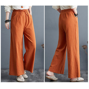 Soft Comfort Women Wide Leg Pants 2021 New High Waist Casual Summer Slacks Pants Ankle-Length Elegant Long Trousers Femme Slacks