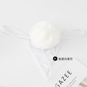 Soft Cute Rabbit Tail Hair Ball Sexy Lingerie G String Kawaii Lolita Female Underwear Cotton Thong Briefs Seamless Panties