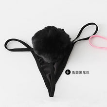 Load image into Gallery viewer, Soft Cute Rabbit Tail Hair Ball Sexy Lingerie G String Kawaii Lolita Female Underwear Cotton Thong Briefs Seamless Panties