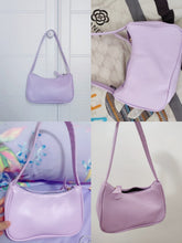 Load image into Gallery viewer, Soft PU Leather Women Purple Underarm Bag Retro Solid Color Ladies Baguette Handbags Fashion Design Girls Small Shoulder Bags