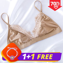 Load image into Gallery viewer, Soft Satin Bra Comfortable Underwear Wireless Lace Bralette 3/4 Cup Intimate Lingerie Thin Seamless Bras For Women