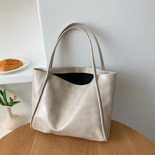 Soft surface large-capacity women's bag new western style retro simple shoulder bag commuter leisure tote bag