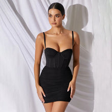 Load image into Gallery viewer, Softgirl Strapless Mesh Ruched Mini Dress Sleeveless Party Night Club 2021 Summer Gown Sexy Backless Dresses See Through 2022