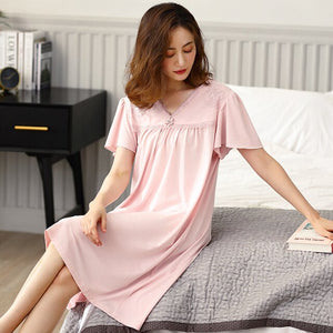 Soild Nightwear Women Modal Sweet Princess Sleepwear XXXL Nightdress Loose Soft Nightgowns Summer Female Homewear