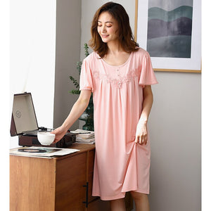 Soild Nightwear Women Modal Sweet Princess Sleepwear XXXL Nightdress Loose Soft Nightgowns Summer Female Homewear