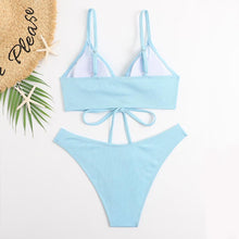 Load image into Gallery viewer, Solid Color Bikinis Bandage Swimsuit Women&#39;S Swimwear String Biquini Halter Bikini Set 2021 New Bathing Suits Beach Wear