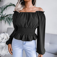 Load image into Gallery viewer, Solid Color Tops Fashion Women Ladies Long Sleeve Off Shoulder Sexy Shirt 2021 New Chiffon Blouses Female T-shirt Ladies Office