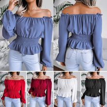 Load image into Gallery viewer, Solid Color Tops Fashion Women Ladies Long Sleeve Off Shoulder Sexy Shirt 2021 New Chiffon Blouses Female T-shirt Ladies Office
