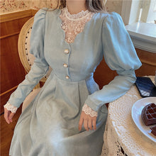 Load image into Gallery viewer, Solid Elegant Dress Women Winter Patchwork Lace Party Midi Dress Female Casual French Style Sweet Kawaii Korean Dress Women 2021