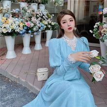 Load image into Gallery viewer, Solid Elegant Dress Women Winter Patchwork Lace Party Midi Dress Female Casual French Style Sweet Kawaii Korean Dress Women 2021