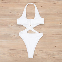 Load image into Gallery viewer, Solid Halter One Piece Swimsuit Women 2021 New Sexy Hollow Out Swimwear Female Bodysuit Push Up Monokini Beach Bathing Suits XXL