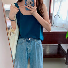 Load image into Gallery viewer, Solid Sleeveless Women Tanks Top Female Vest Tshirt Candy Square Collar Loose Casual 2021 Summer Fashion All-match Ladies Tops