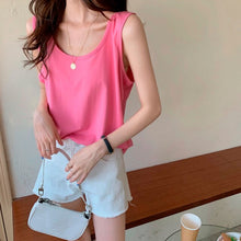 Load image into Gallery viewer, Solid Sleeveless Women Tanks Top Female Vest Tshirt Candy Square Collar Loose Casual 2021 Summer Fashion All-match Ladies Tops