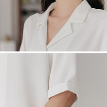 Load image into Gallery viewer, Solid White Chiffon Women Shirt Sweet Turn Down Collar Half Sleeve Shirt For Girls Summer Loose Casual Korean Fashion New Tops