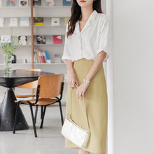 Load image into Gallery viewer, Solid White Chiffon Women Shirt Sweet Turn Down Collar Half Sleeve Shirt For Girls Summer Loose Casual Korean Fashion New Tops