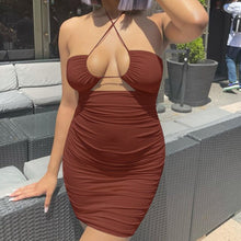 Load image into Gallery viewer, Spaghetti Strap Elegant Sexy Mini Bodycon Dress Women 2021 Summer Aesthetic Halterneck Backless Short Party Wrap Slip Dresses