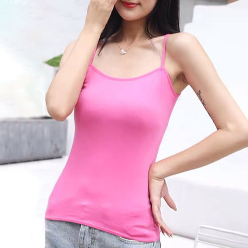 Spaghetti Strap Vest 2021 Vintage Loose Women Ladies Shirt Slim All Match Simple 4 Colors Female Tops Camis Fashion Undershirt